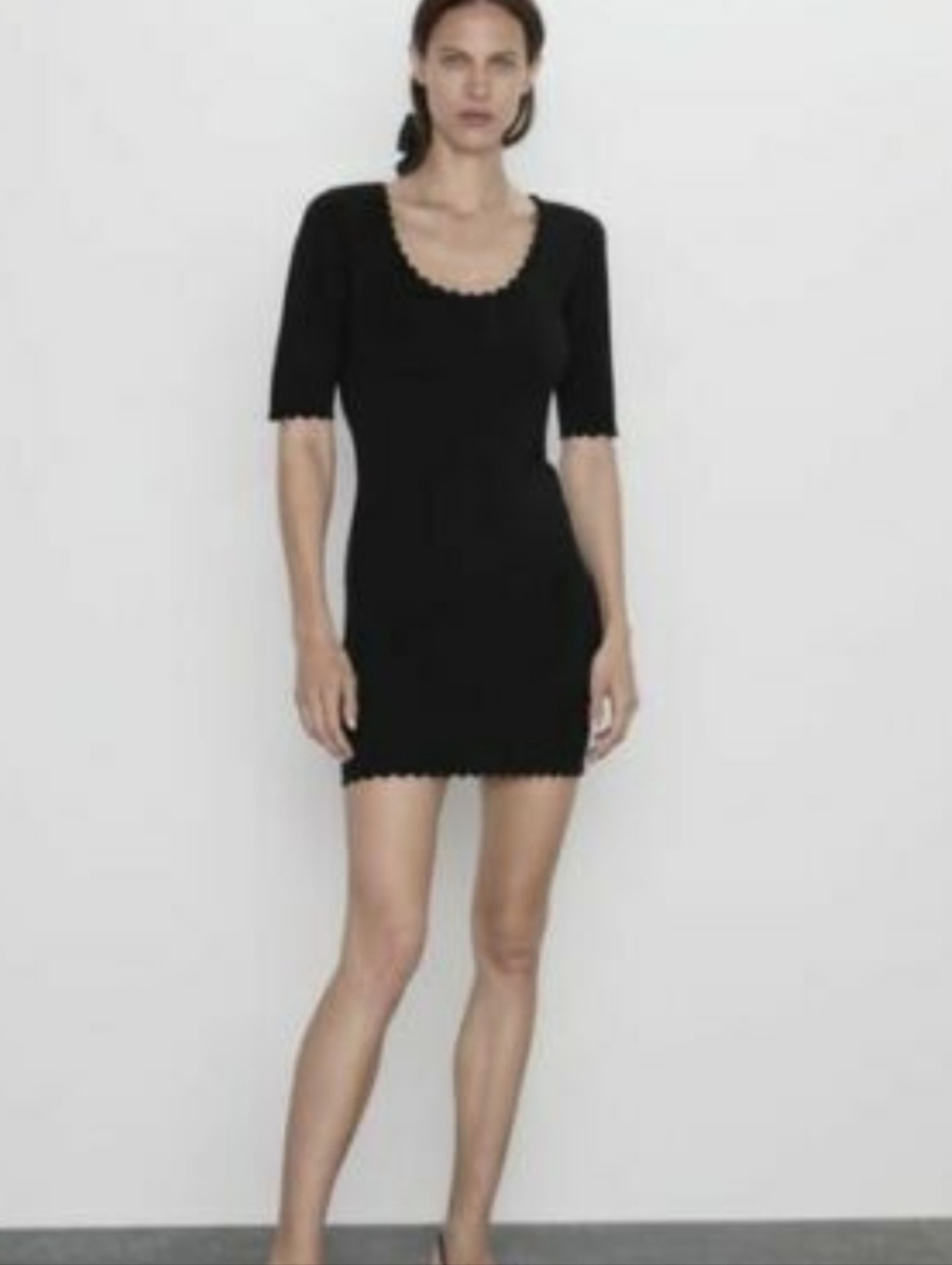 Zara Black Textured Knit Top